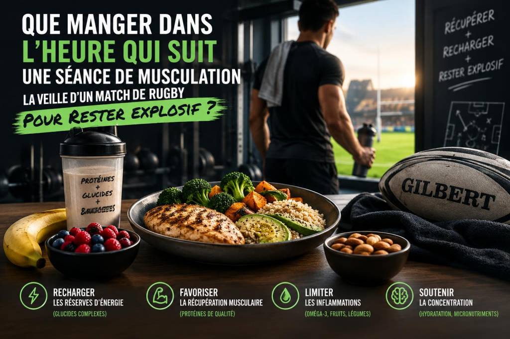 Que manger dans l'heure qui suit une séance de musculation la veille d'un match de rugby pour rester explosif